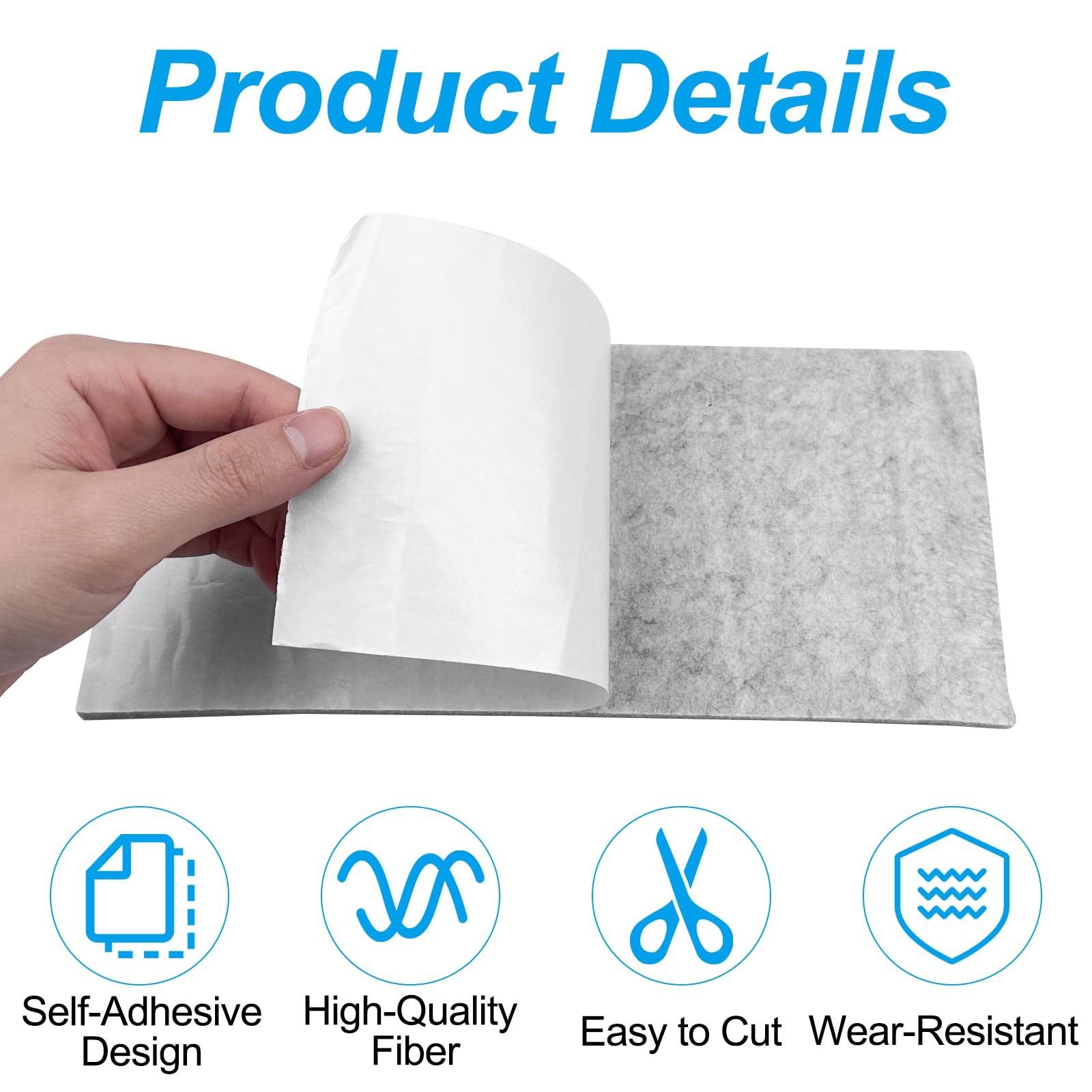 Noir,3 Rouleaux Feutrine Autocollante (100cmx10cm, 100cmx5cm, 100cmx2cm