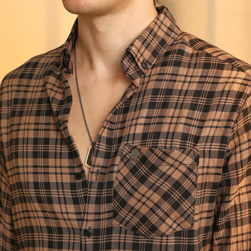 Image of CAHOOT Men's Gingham Shirt | Casual Wear | Spread Collar | Long Sleeve | Button Closure | Shirt Crafted with Comfort Fit for Everyday Wear