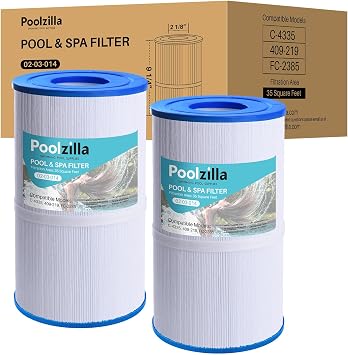 Poolzilla 2-Pack Replacement for Spa Filter PRB35-IN, Pleatco PRB35-IN, Unicel C-4335, Guardian 409-219, Aladdin 13501, Rainbow Dynamic 35, Waterway 35 in-line L x OD 9 1/4 x 5