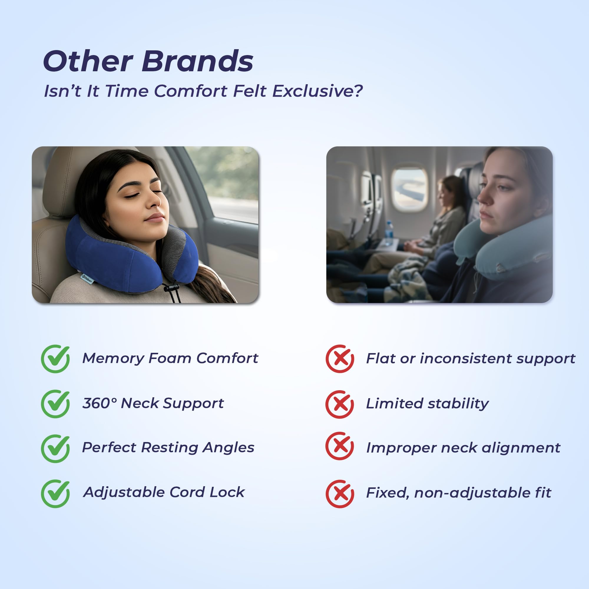 Billebon Memory Foam Neck Pillow - Travel Comfort -6