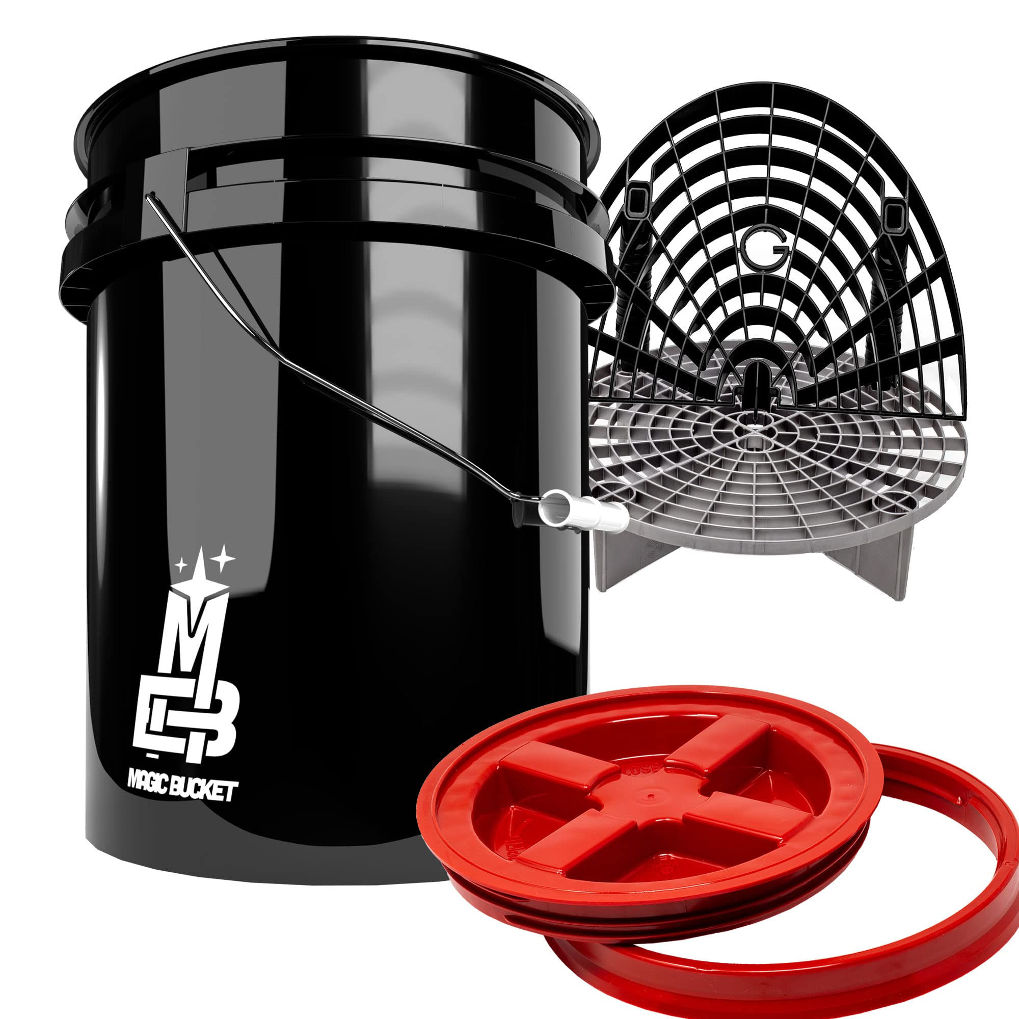 Detailmate - Secchio professionale per wasch made by GritGuard: 5 GAL (ca. Gamma Seal - Coperchio per secchio, 20 litri, rot, silber+WB schwarz, 1