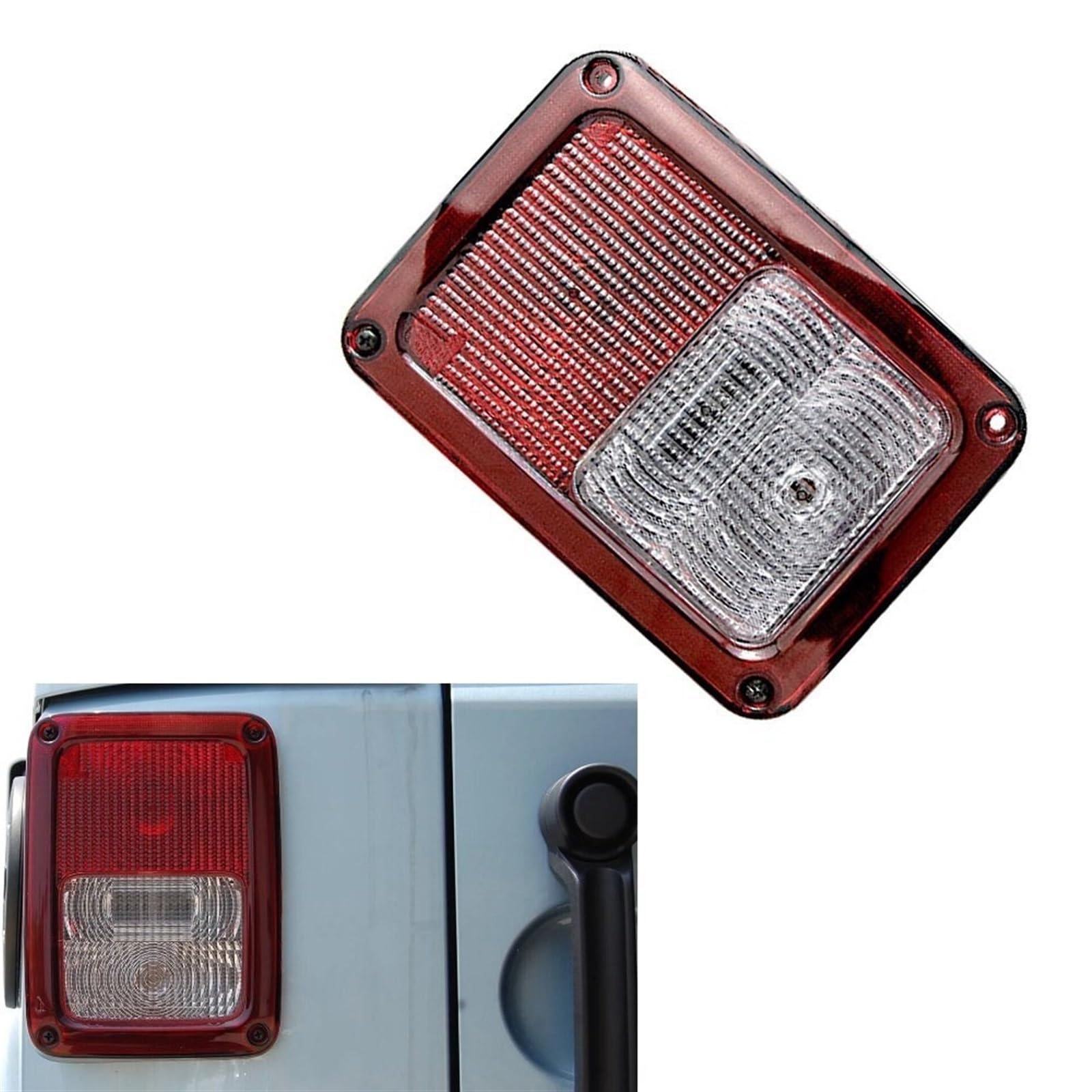Generico Lampada posteriore fanale posteriore Fanale posteriore trasparente/rosso 12V lato sinistro o destro con per Jeep Per Wrangler JK 2007-2017 Freno fendinebbia per segnale(Rear Left)