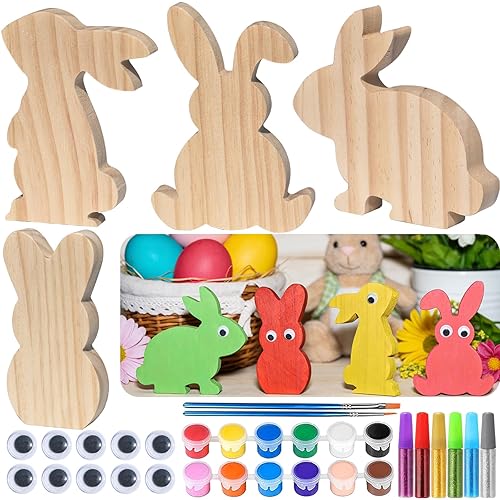 Easter Bunny Painting Kit, DIY Wood Slice Crafts for Adults