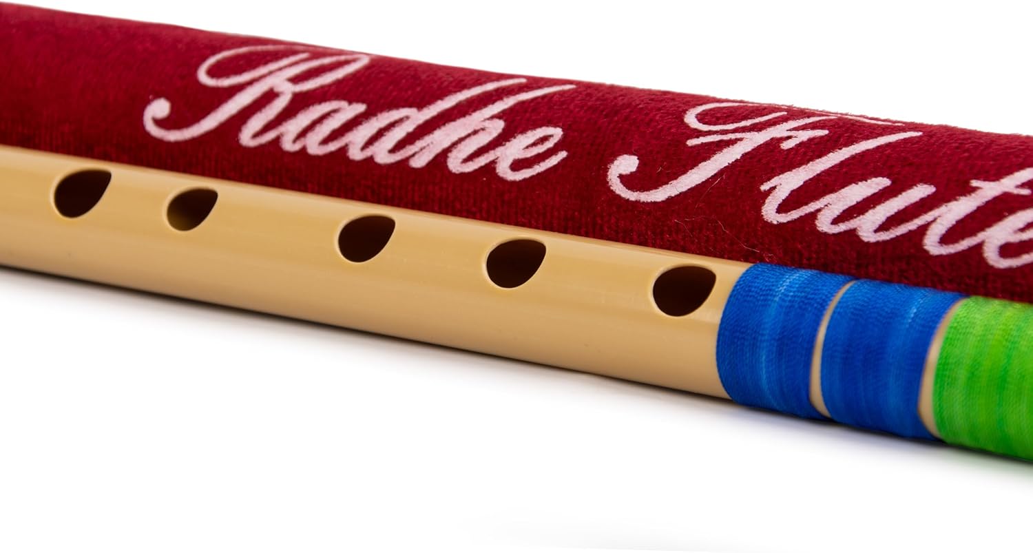 Radhe Flutes | C Sharp Right Handed Middle Bansuri | Blue & Green | Tuned With Tanpura A=440Hz | PVC Flute + Velvet Cover + Hindi & English Flute Lessons