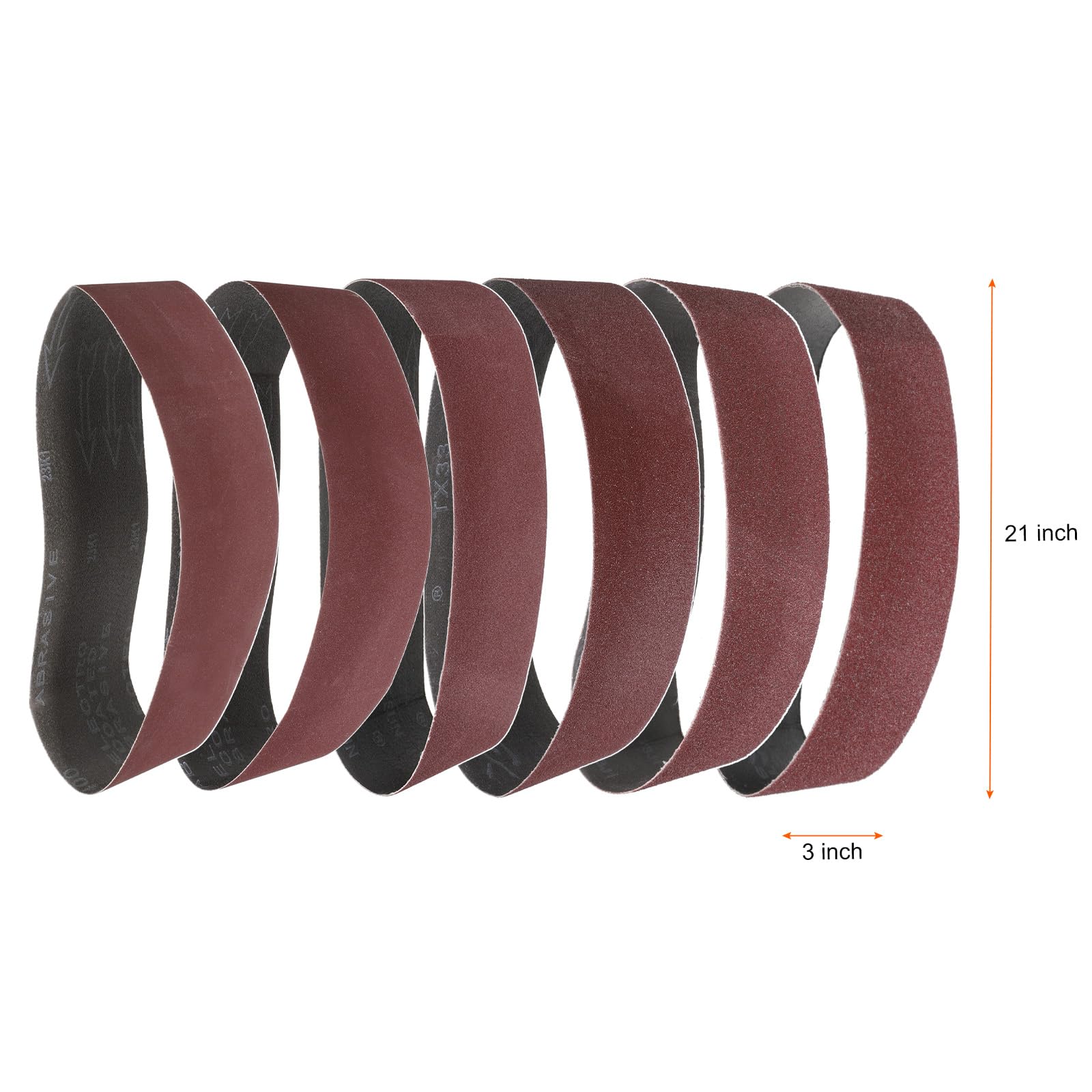 QUARKZMAN 18 Piezas Banda Lijado 3 X 21" 3 Piezas Cada Grano 60/80/120/150/240/400 Óxido Aluminio Unión A Ras Para Papel Lijadora Banda Para Metal Carpintería Reparación Automotriz