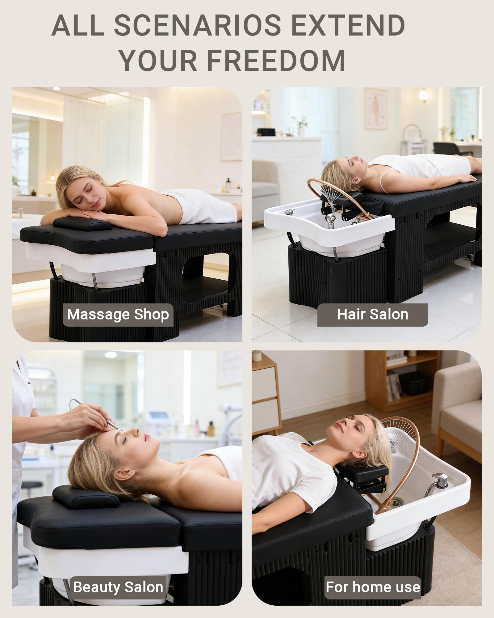 Kopf-Spa-Liege mit Wasserzirkulation und Begasung für Schönheitssalons und Friseursalons