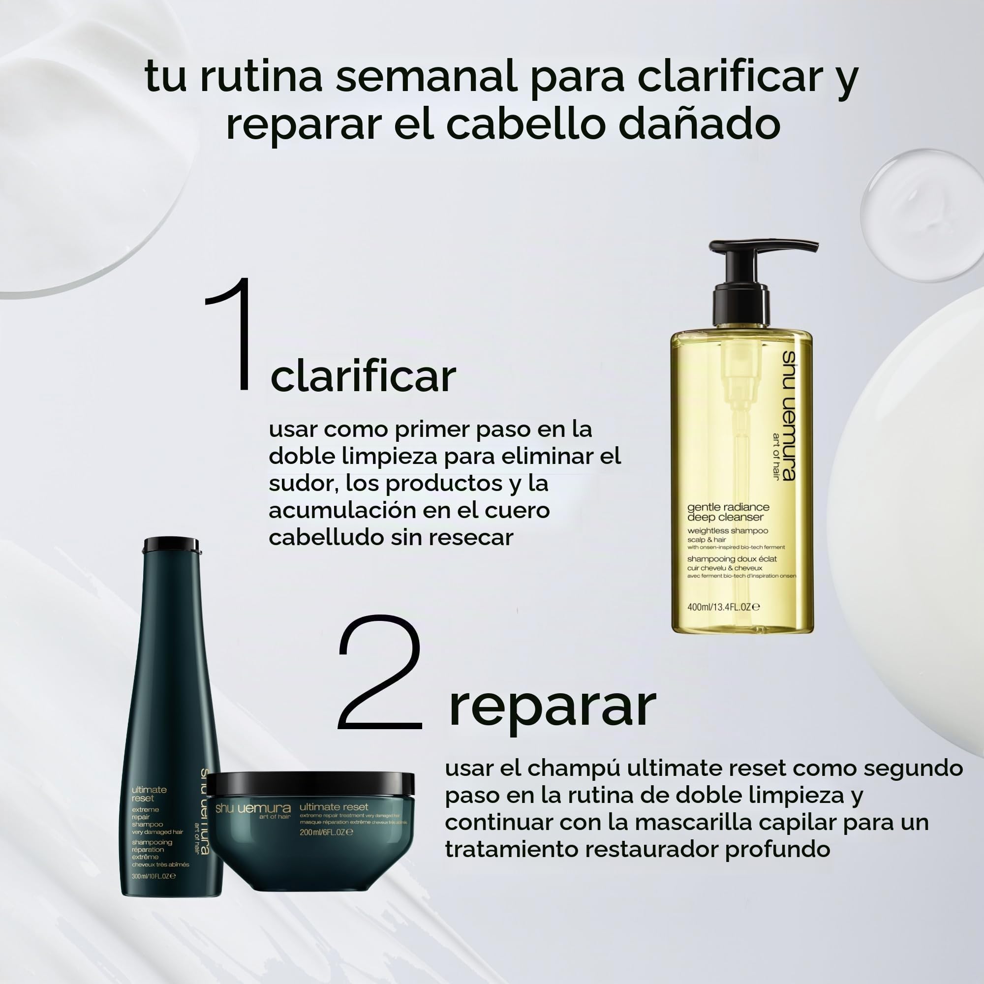 Shu Uemura, Champú aceite limpiador Gentle radiance Deep Cleanser Todo Tipo de Cabello, Enriquecido con Fermentos Biotecnológicos de Inspiración Onsen, Para un Cabello Suave y Flexible, 400 ml