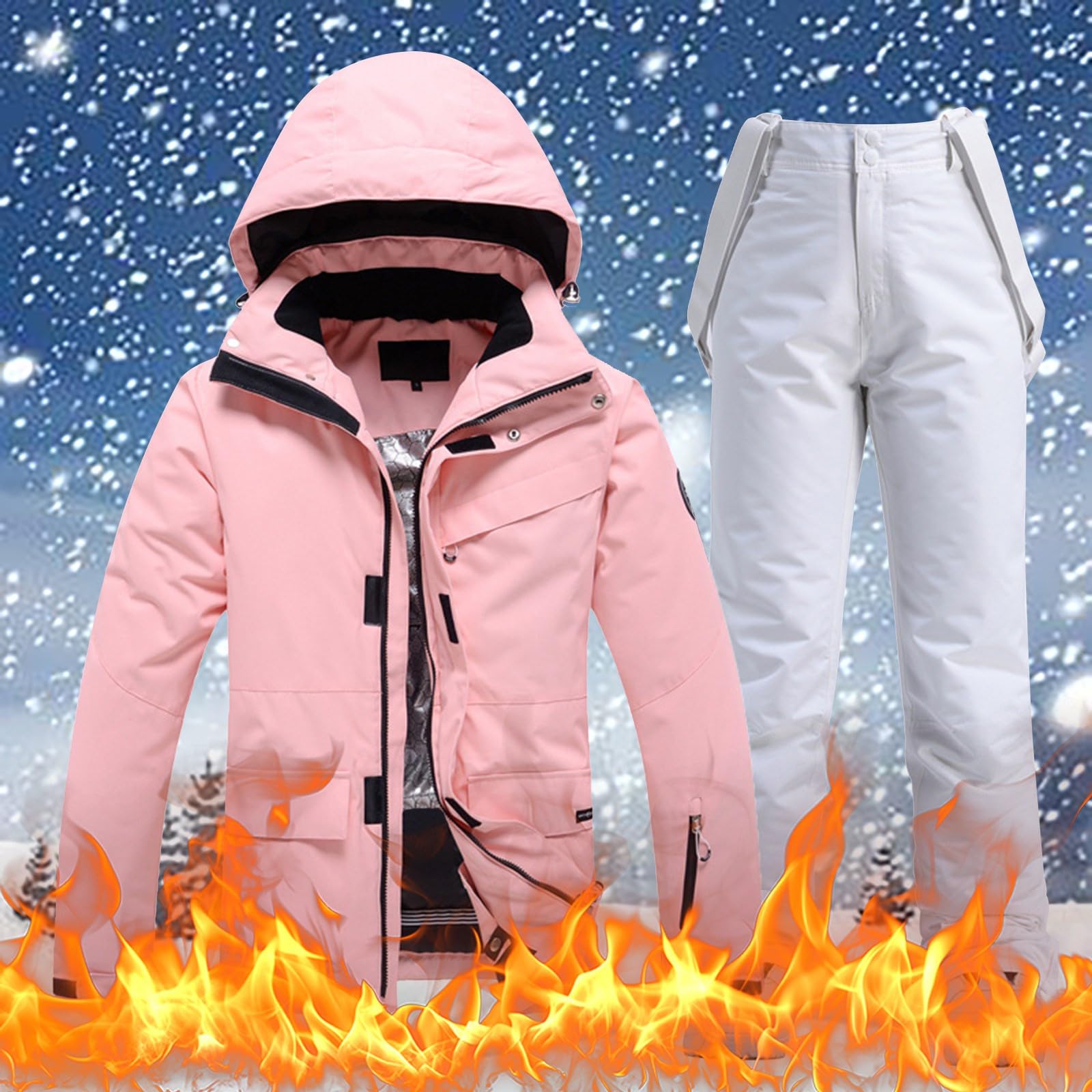 Skianzug für Damen und Herren, Winter, warm, Ski-Set, Unisex, mit Softshelljacke, wasserdicht und wasserdicht, Schneeanzug, Snowboard, Kleidung, wasserdicht, Winter-Set, dick, 2-teilig