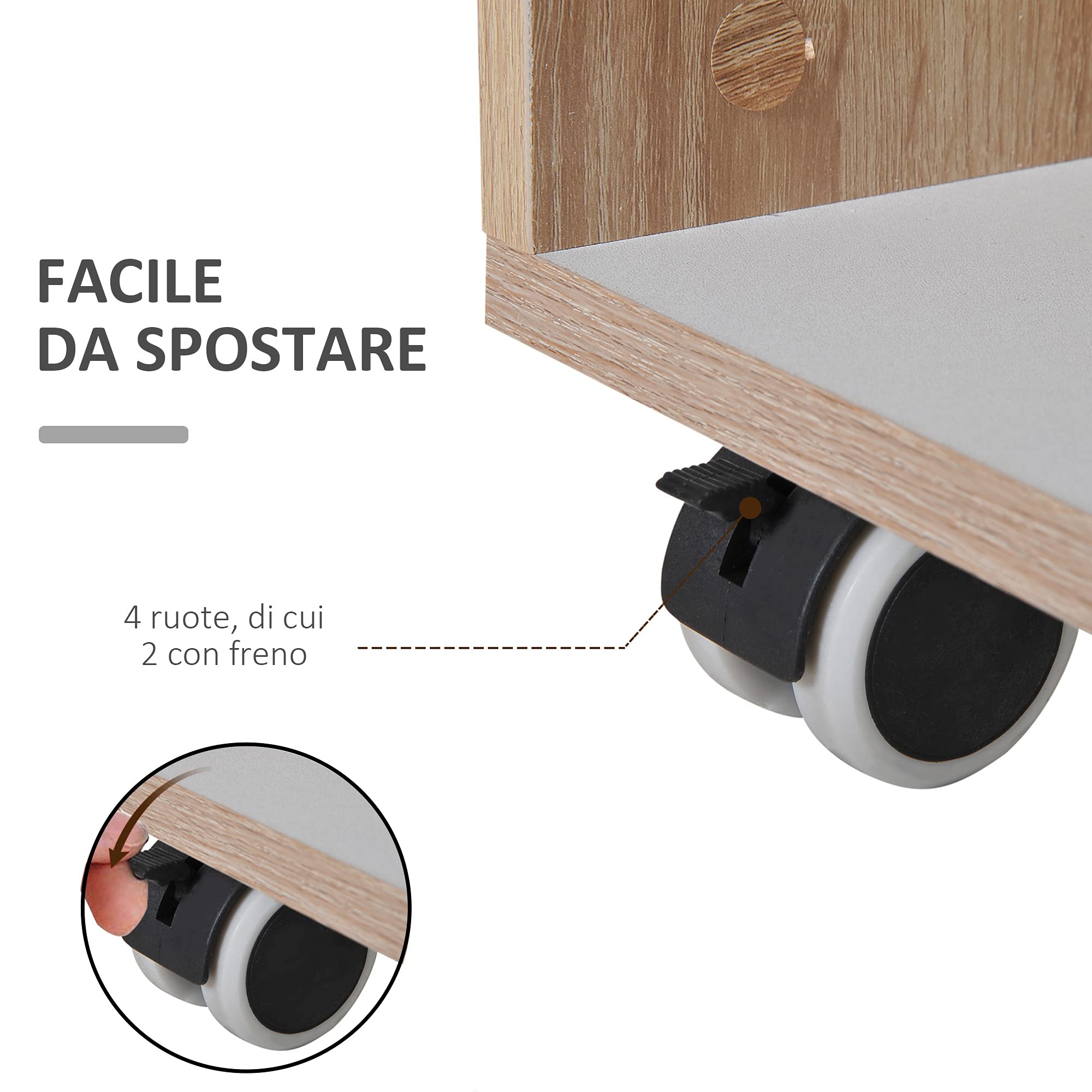 HOMCOM Carrello Cucina, Isola Cucina con Cassetto, Armadietto, 2 Ripiani Laterali e Ripiani Regolabili, Carrello Portaoggetti Multiuso in Legno, 78x39.5x88.5 cm, Nero e Rovere