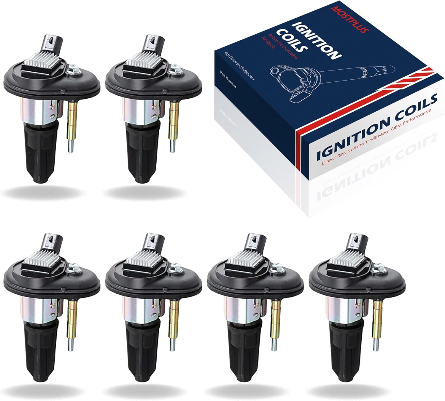 MOSTPLUS UF303 Ignition Coil Set of 6 Compatible with Chevrolet Colorado Trailblazer GMC Canyon Envoy Hummer Isuzu I-280 I-290 Buick Saab 2002-2009 Replaces# 12568062
