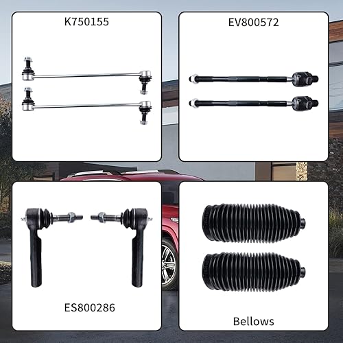 Miniatura 4 de Juego de 10 piezas de suspensión delantera, brazos de control de rótula, barra estabilizadora, barra de acoplamiento, repuesto para GMC ACADIA