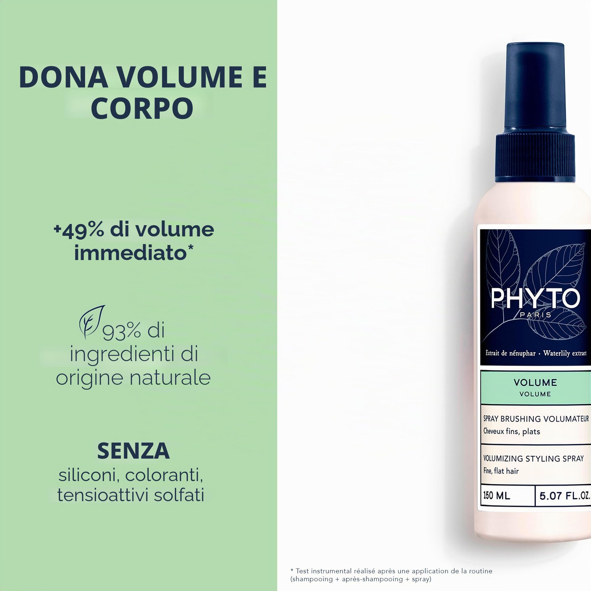 Phyto Volume Spray Volumizzante Termoprotettore per Capelli Sottili e senza Volume, Formato da 150 ml