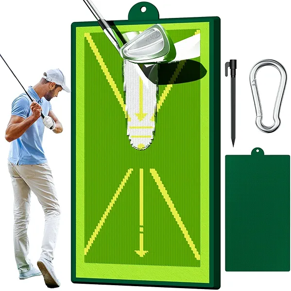 Soluxy Golf Practice Swing Hitting Mat, Golfing Swing Matt Aids, Practice Mats Indoor Outdoor, Golfing Gifts for Golfers Men, Portable Golf Matt for Analyzing Swing Path Feedback