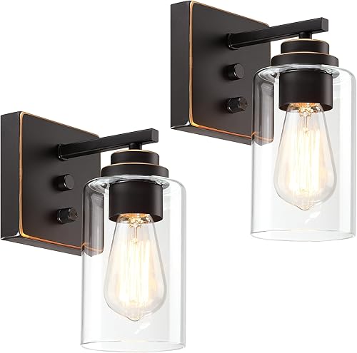 Pia Ricco Juego de dos apliques de pared, lámparas de pared de cabecera con interruptor para dormitorio, lámparas de baño modernas con pantalla de