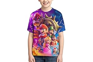 Camisetas de Mario Bros para niños con cuello redondo