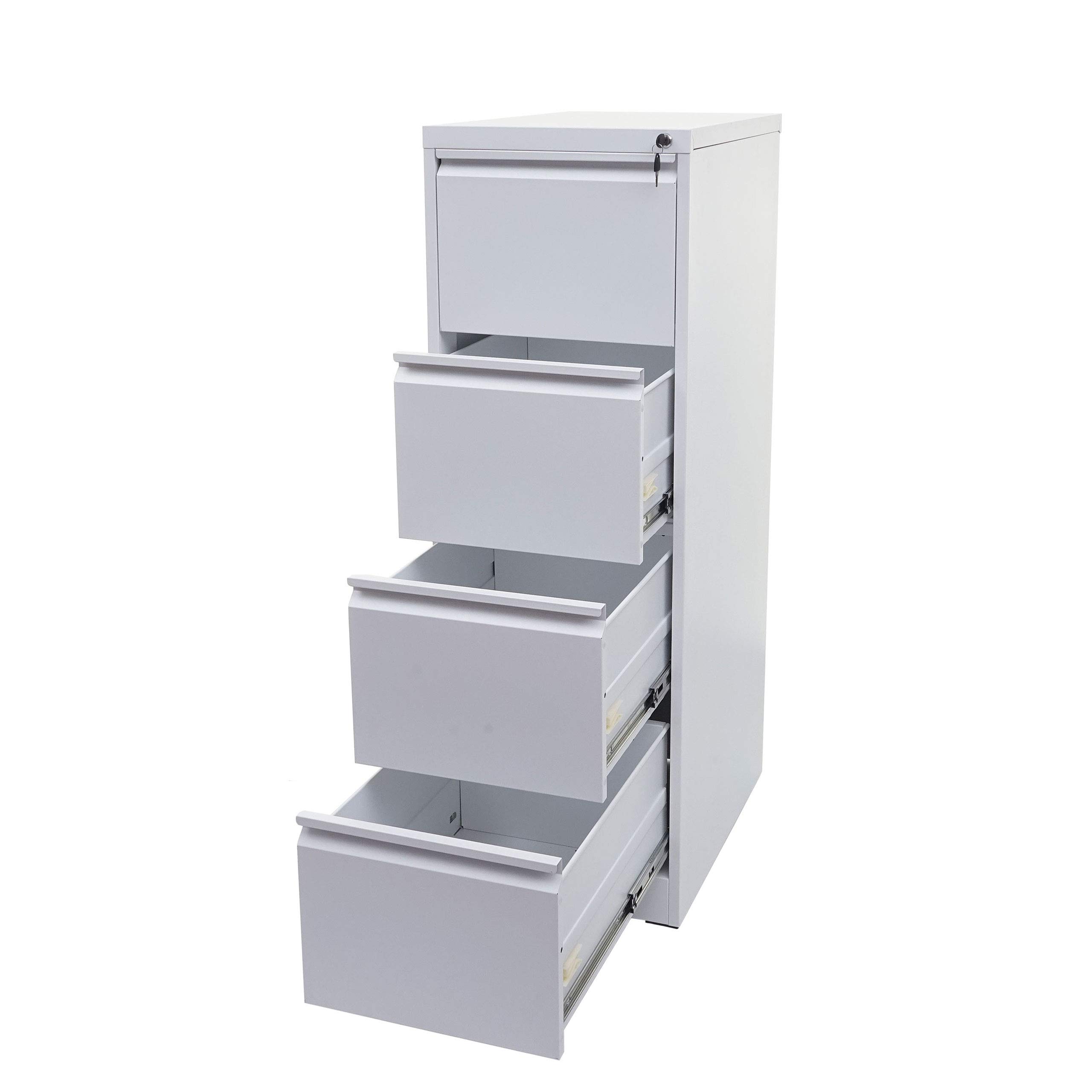 Mendler Armadietto classificatore 4 cassetti Formato Legal HWC-H16 Acciaio 62x46x134cm - Bianco