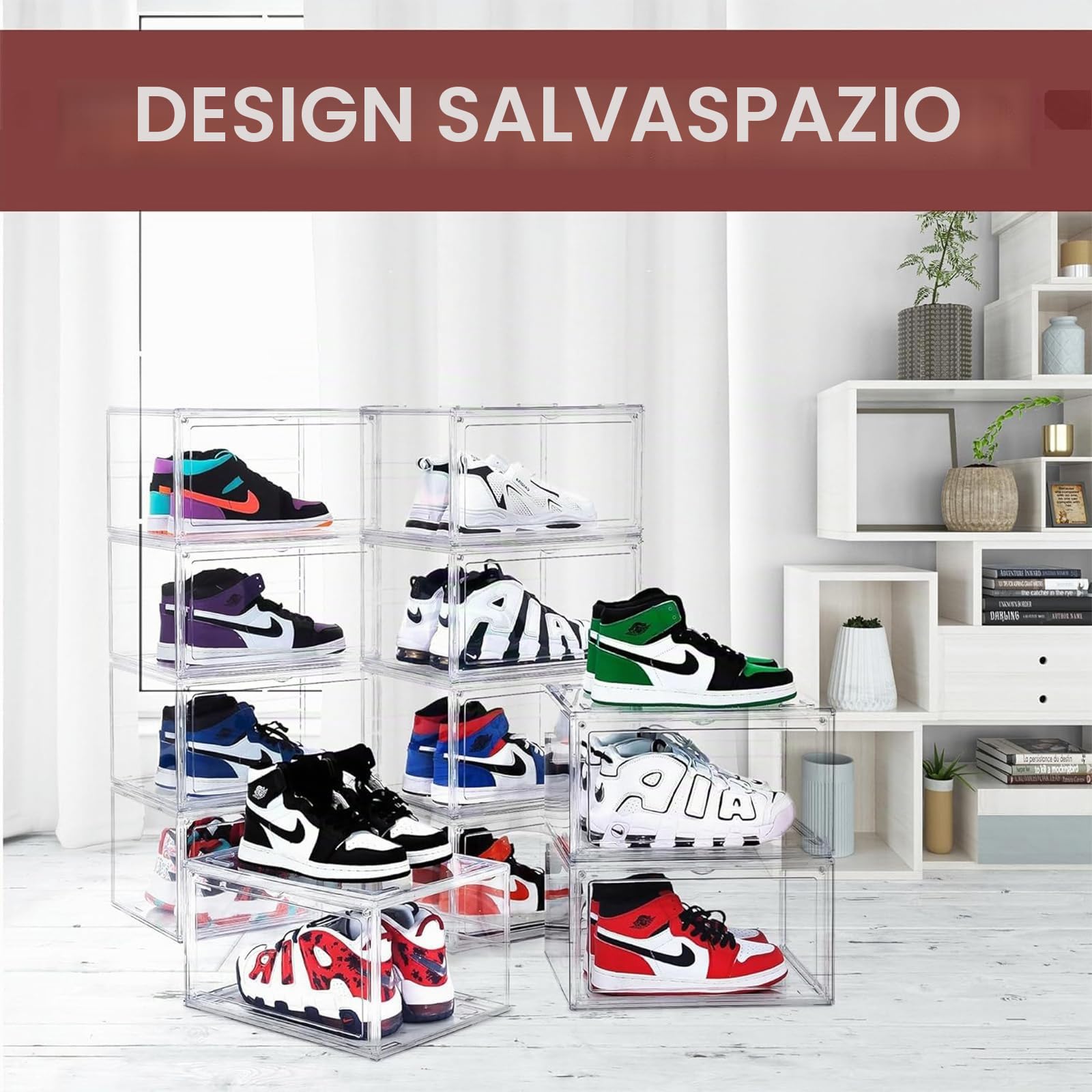 3 pezzi Scatole per Scarpe Trasparenti Impilabili,36x27x23 Acrilico Vetrina Espositiva per per Collezionismo Figurine Cappellom,Antipolvere Teca