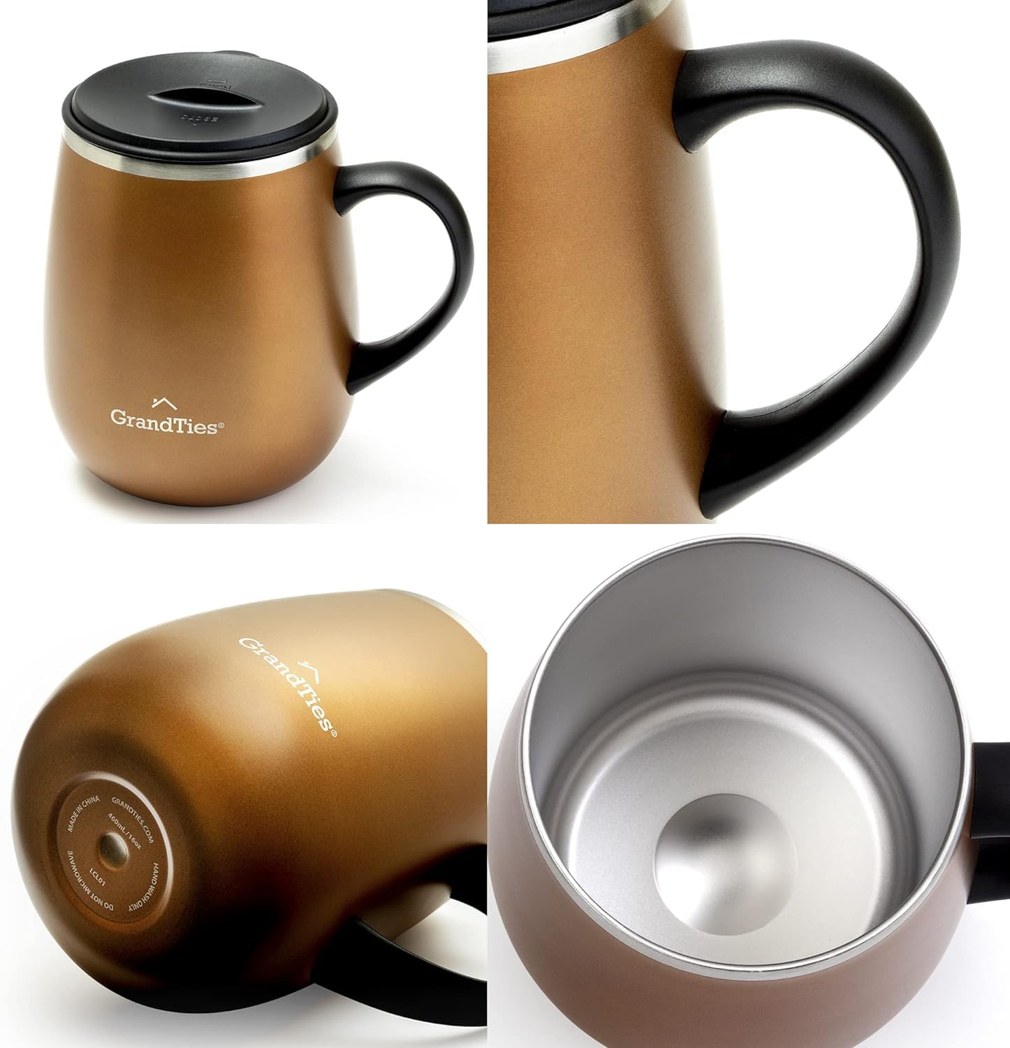 Koffiemok thermobeker 400 ml dubbelwandig geïsoleerde reismok met