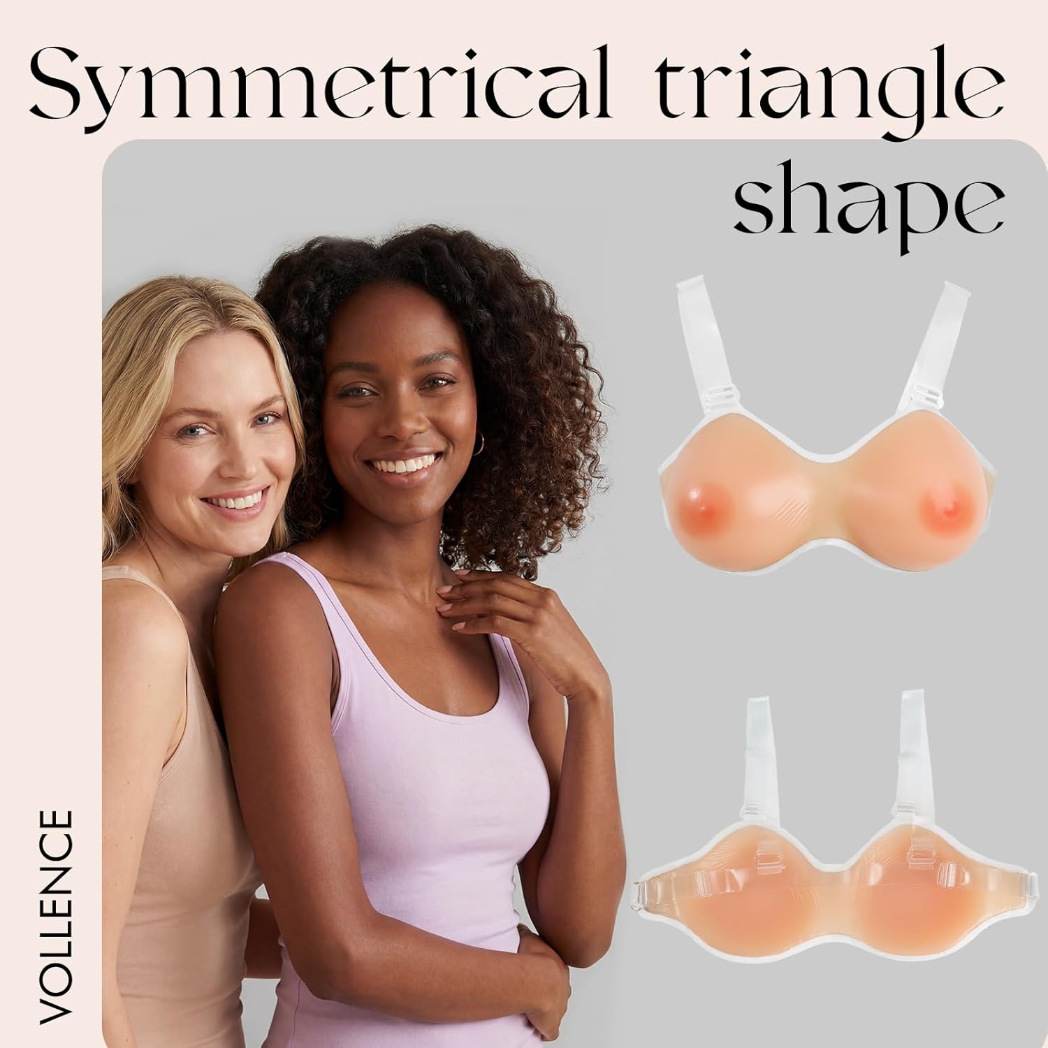 Vollence Silicone Breast Forms with Straps Fake Boobs Bra Inserts Breast Enhancers Mastectomy Prosthesis