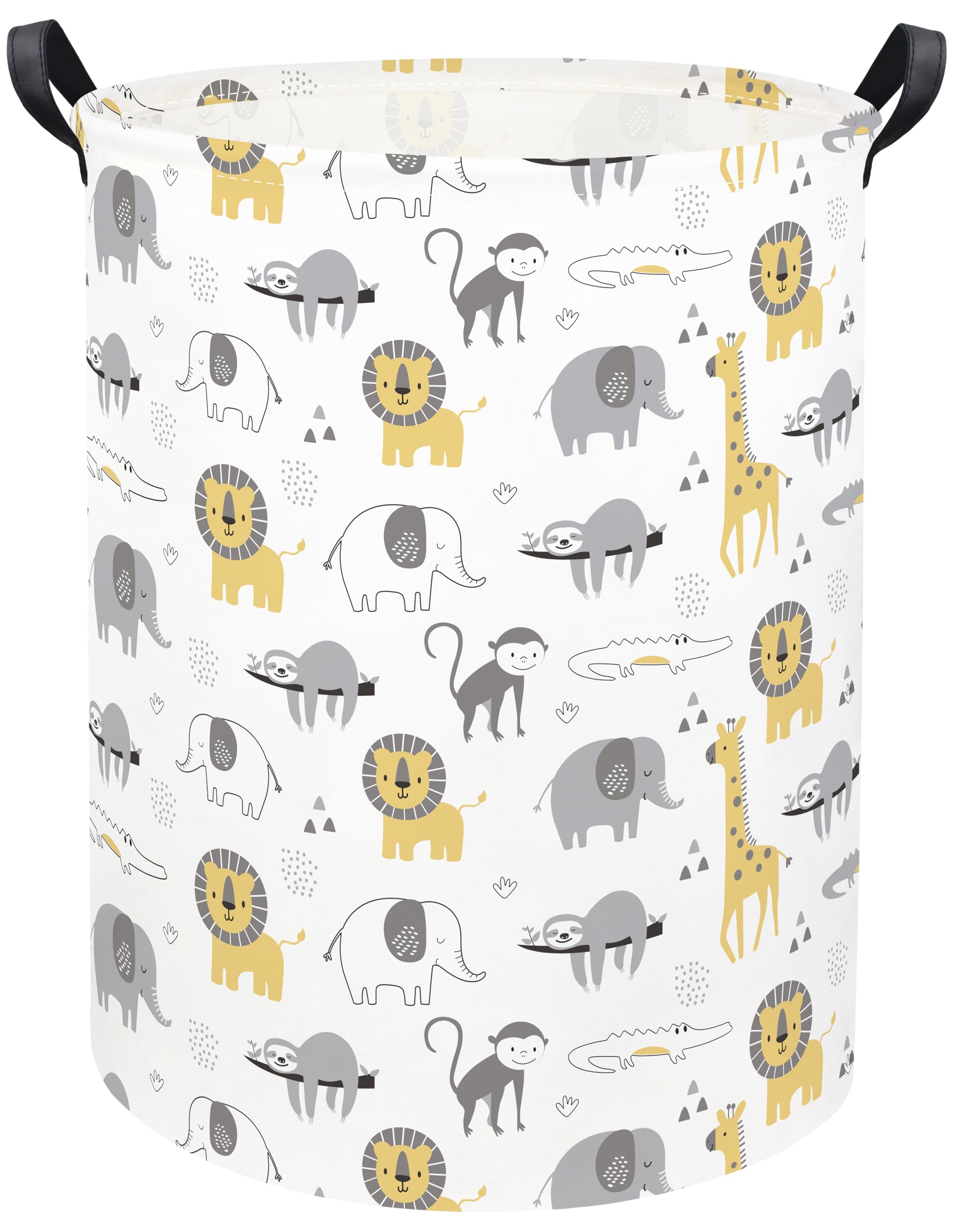 Animal Baby Laundry Basket Baby Hamper Kids Hamper Basket Toy Storage Bin for Boys Room Decor Baby Nursery Hamper Gift Baskets for Bedroom Bathroom(Grey Animal)