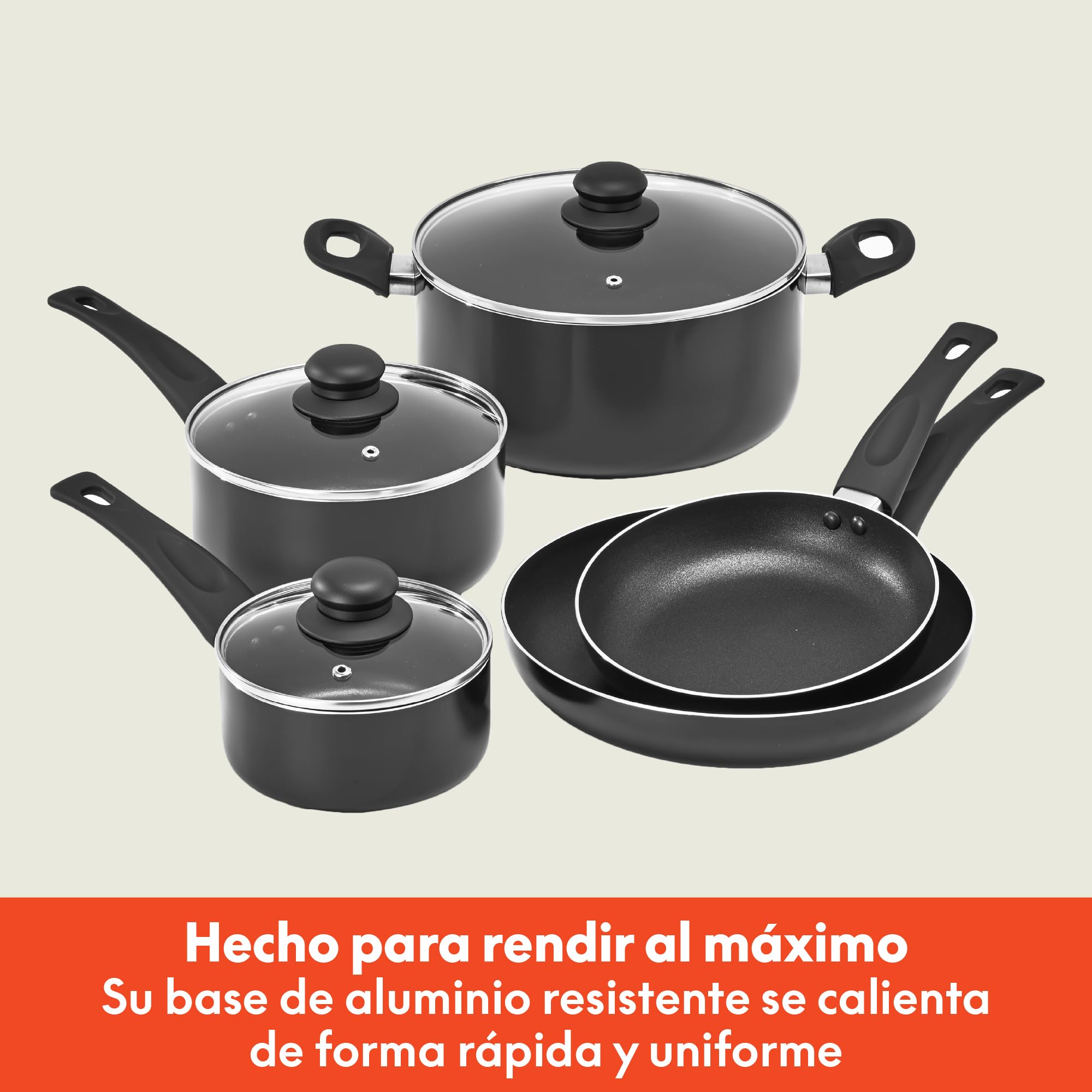 bella Juego de utensilios de cocina, 12 ollas y sartenes con utensilios, antiadherente sin PFOA, superficie de cocción resistente a los arañazos, compatible con todas las estufas, nailon y aluminio,