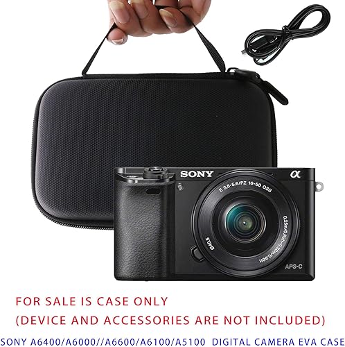 Miniatura 7 de waiyu Estuche de viaje duro EVA para cámara digital Sony Alpha a6400a6000a6600a6100a5100 sin espejo, negro, compacto