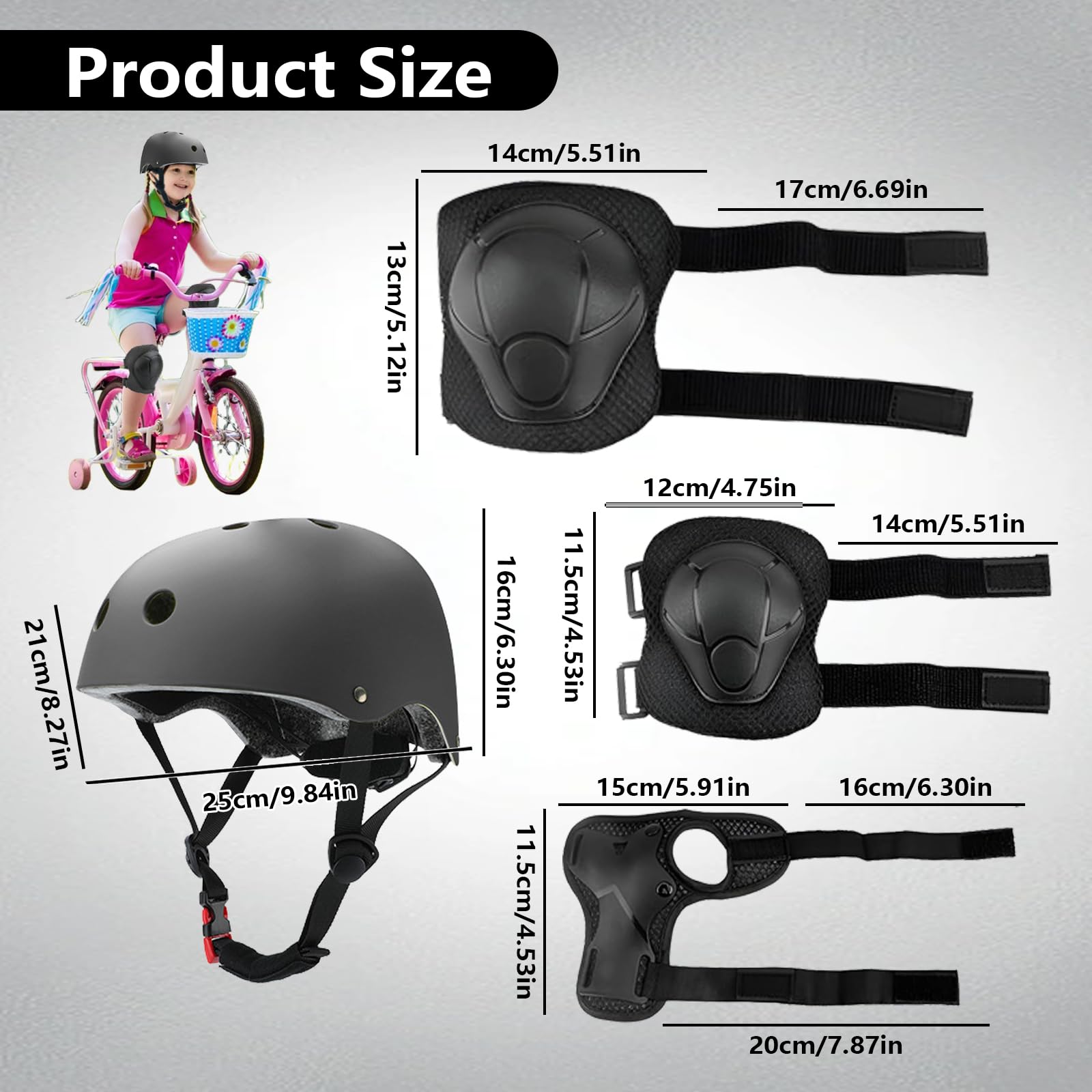 Ginocchiere per bambini con casco, equipaggiamento di protezione in linea per bambini, traspiranti e regolabili, set di ginocchiere per bicicletta, skateboard, scooter