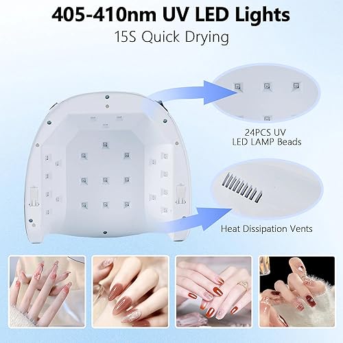 Miniatura 4 de Lámpara de uñas LED UV recargable de 80 W, lámpara de esmalte de gel profesional inalámbrica, lámpara de curado UV para uñas de manos y pies, sensor