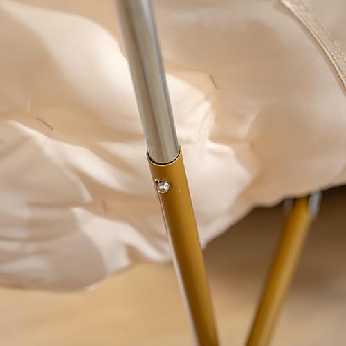 Miniatura 6 de EMMA + OLIVER Ersa - Silla plegable de gran tamaño, silla lunar de piel sintética de sherpa marfil, marco de metal dorado suave, silla plegable