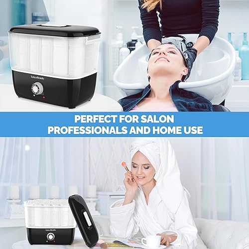 Miniatura 8 de EasyinBeauty Calentador de toallas calientes para tratamientos faciales, capacidad para 16 toallas pequeñas, vaporizador de toallas portátil de 5