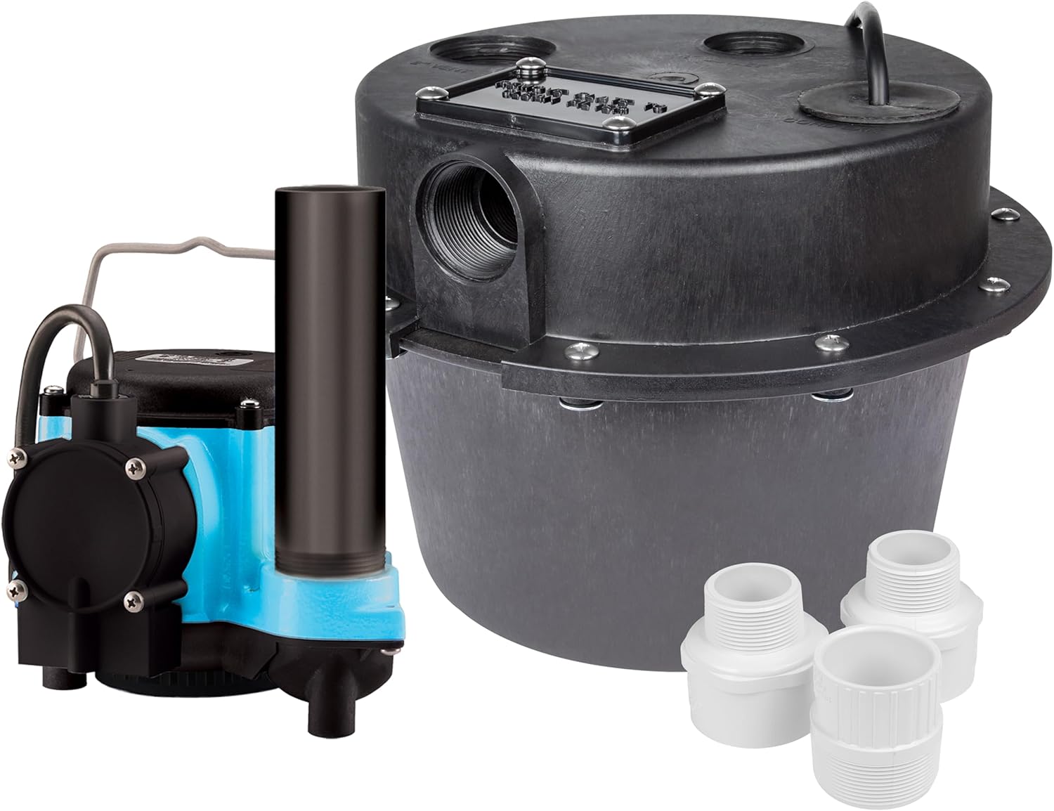 Little Giant WRSC-6 115-Volt, 1/3 HP, 2760 GPH Compact Under Sink Drainosaur Automatic Sump Pump/Basin System with 10-Ft. Cord, Black/Blue, 506065 1.5 System