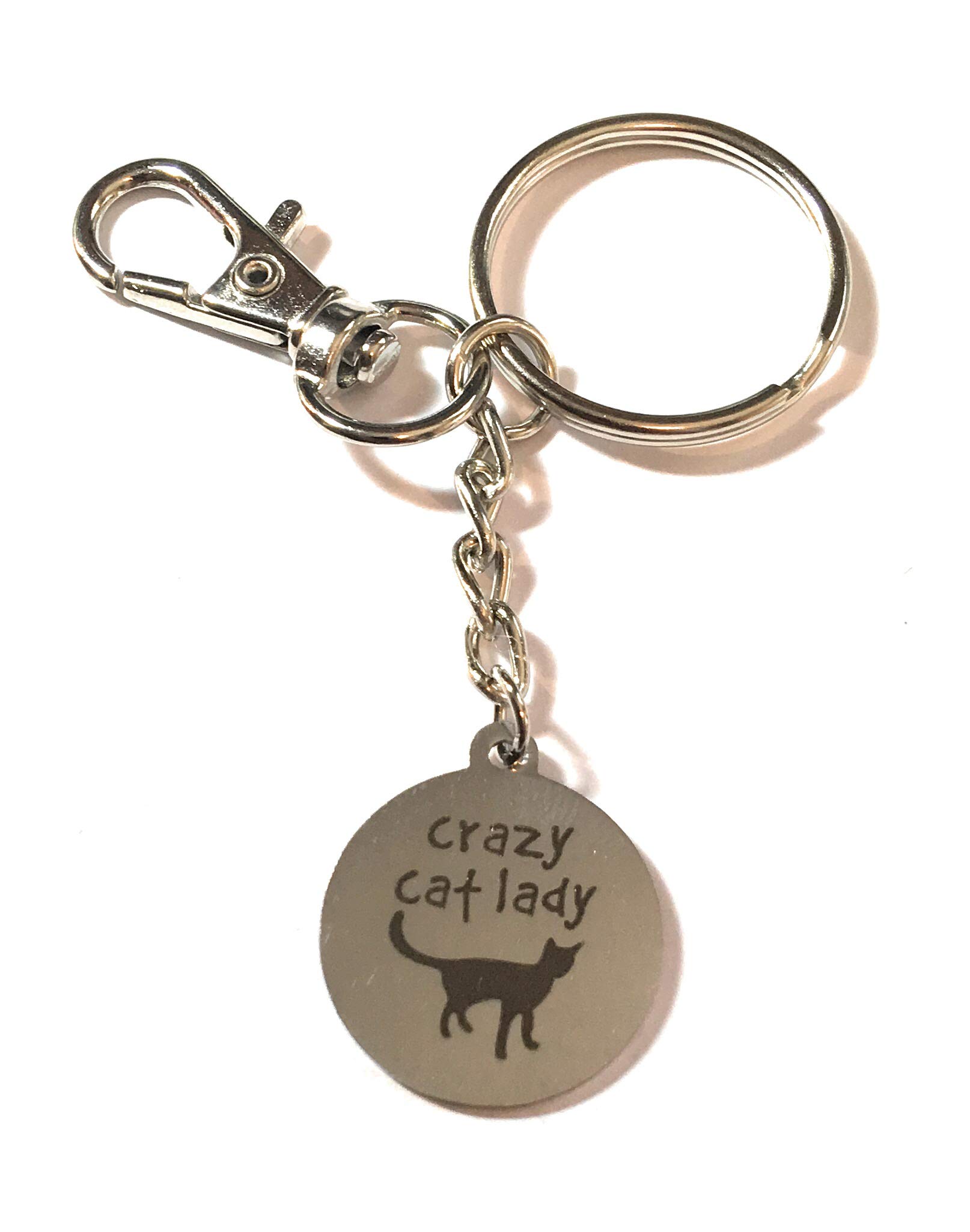 FizzyButton Gifts Crazy Cat Lady Keyring Key Ring with Stainless Steel Charm and Turquoise Gift Box