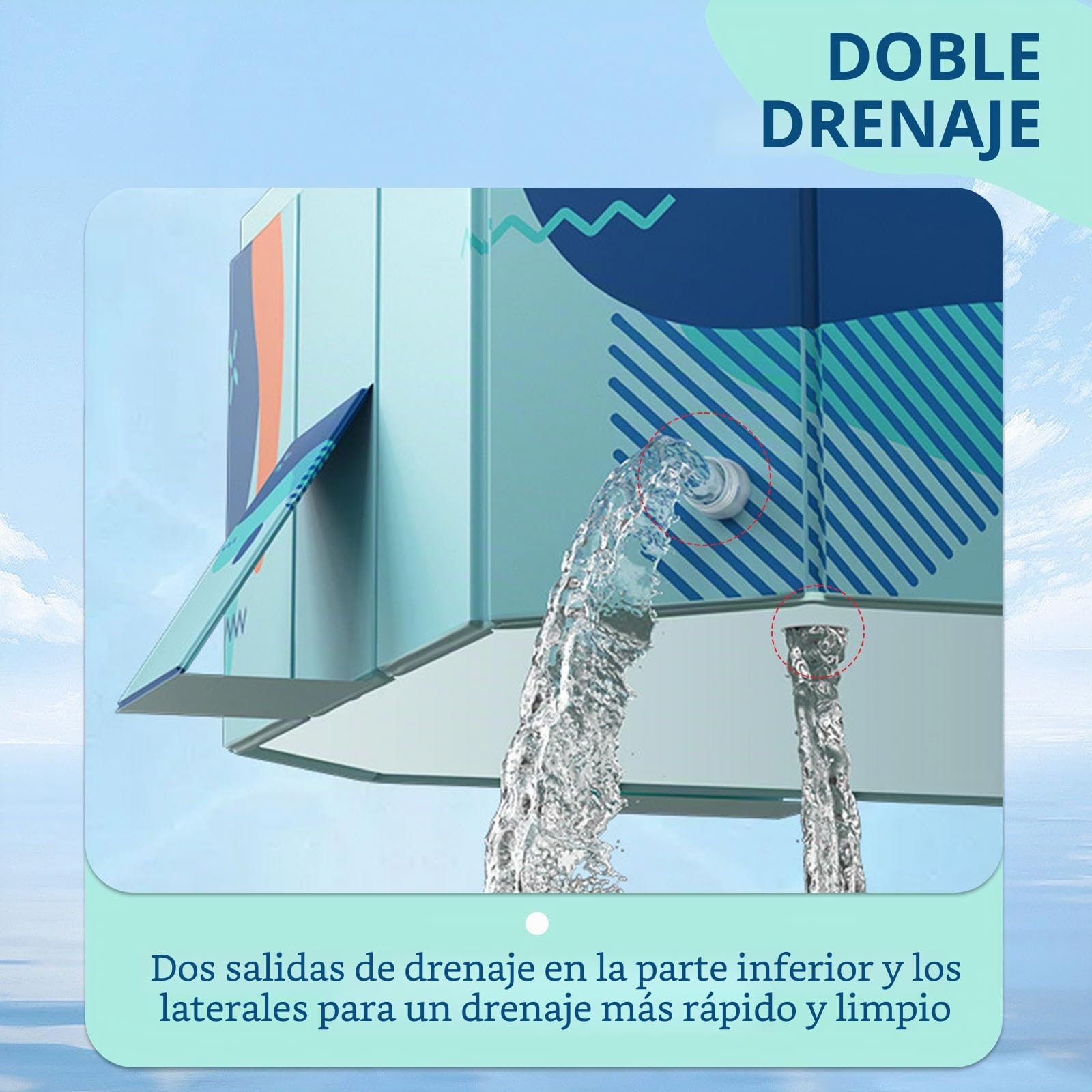 Piscina Plegable XXL – 2,6 m Piscina de baño de PVC Resistente para Mascotas, Gran Piscina de jardín con válvula de Drenaje rápida y Base Antideslizante, Incluye Pelotas y Parche de reparación