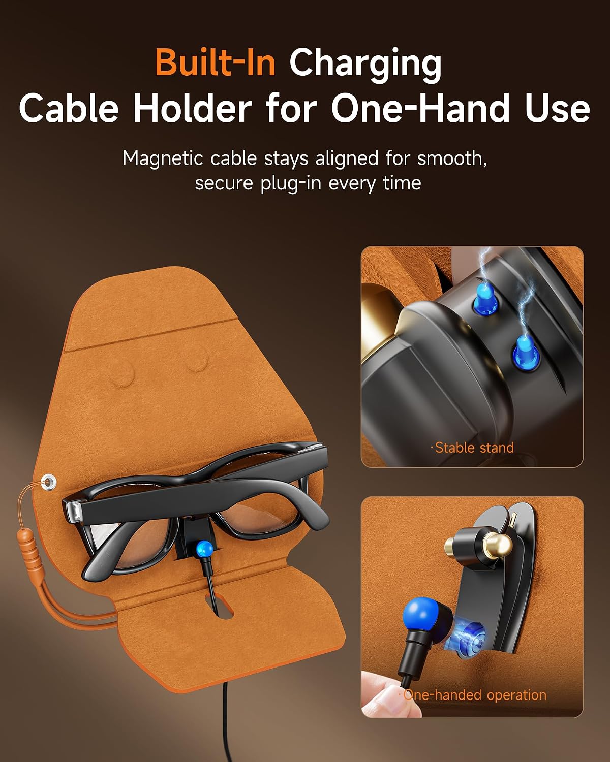 Portable Charging Case Compatible with Ray-Ban Meta Smart Glasses Gen 1 & Gen 2, Magnetic One-Hand Fast Charging Carry Case for Wayfarer, Headliner, Skyler & Oakley Meta HSTN