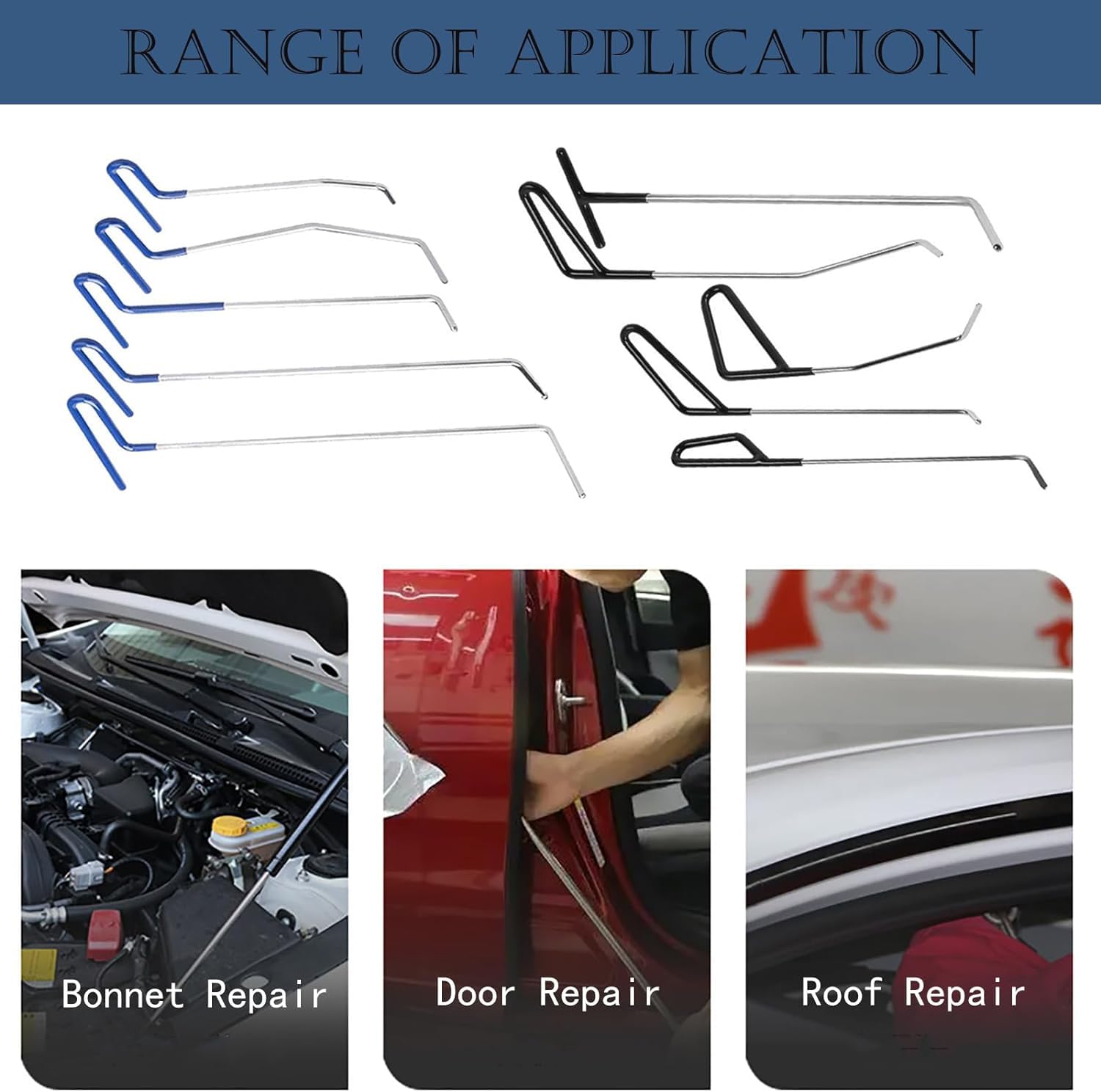VEVOR Paintless Dent Removal Rod Kit Dent Removal Tools 20 Pcs Hand Tool Set, EB