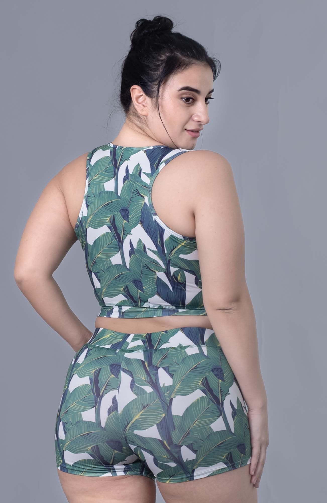 Keepfit Green Round Neck Sleeveless`Tropical Printed Plus Size Swim Set for Women & Girls |Swimming Suit for Women 2