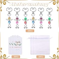 SEPGLITTER 30 darabos Őrangyal Medál Szett Organza Tasakkal, Keresztelő Ajándék, Kulcstartó, Bérmálás Esküvő Születésnap Vendégajándék 3