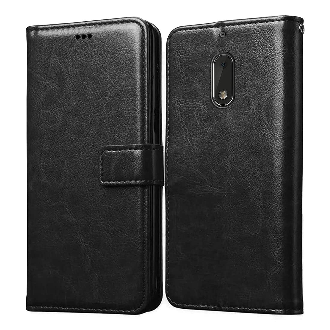 Flip Cover Back Case for Nokia 6 | Premium Leather Finish | Inbuilt Pockets & Stand | Flip Cover Back Case for Nokia 6 (Black)
