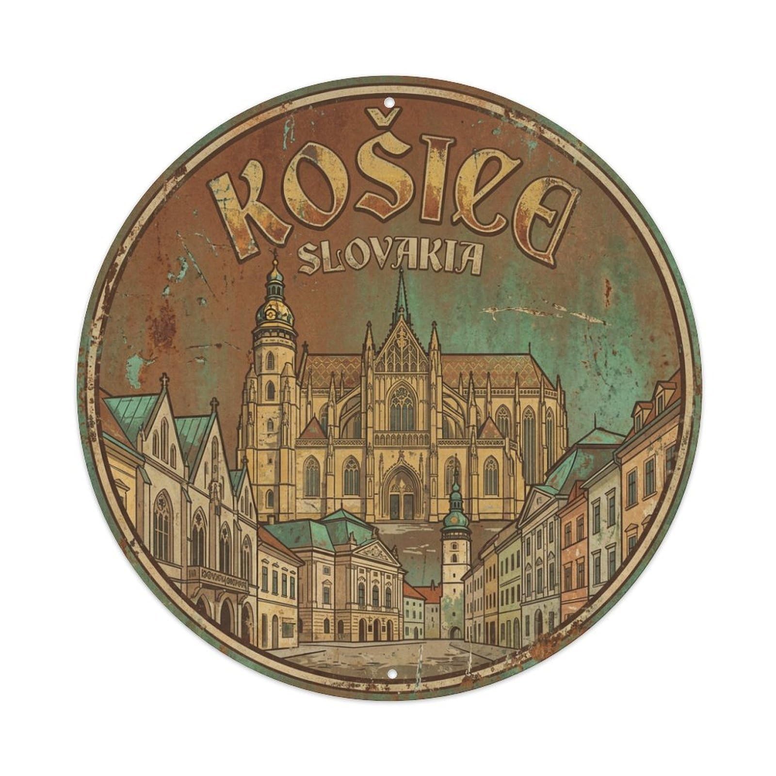 Xanthor Style Retro Travel Slovakia Kosice Metal Tin Sign