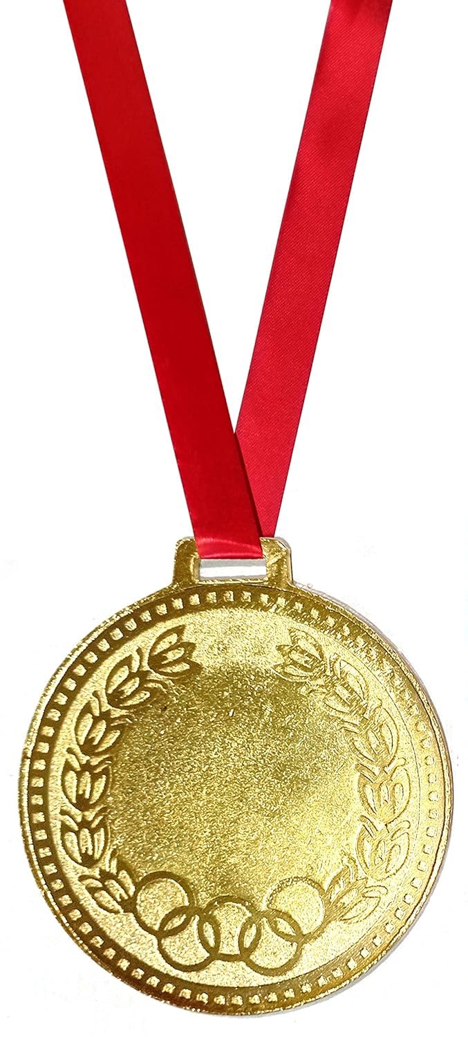 Kesora® 100% Customized Olympic Medal's | A Consolation Prize | ஆறுதல் பரிசு| सांत्वना पुरस्कार | కన్సోలేషన్ బహుమతి| Sports Competition Medal's | (Pack of 3 Gold Medal with RED Ribbon)-picture-17