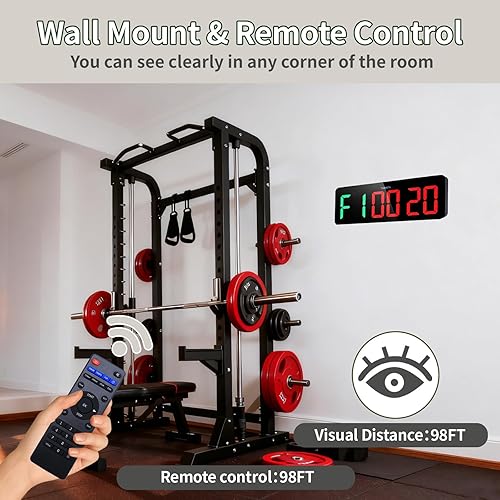 Miniatura 4 de Temporizador de gimnasio con control remoto, temporizador de entrenamiento con 1224 horas, cuenta regresivaarriba, cronómetro, reloj de pared