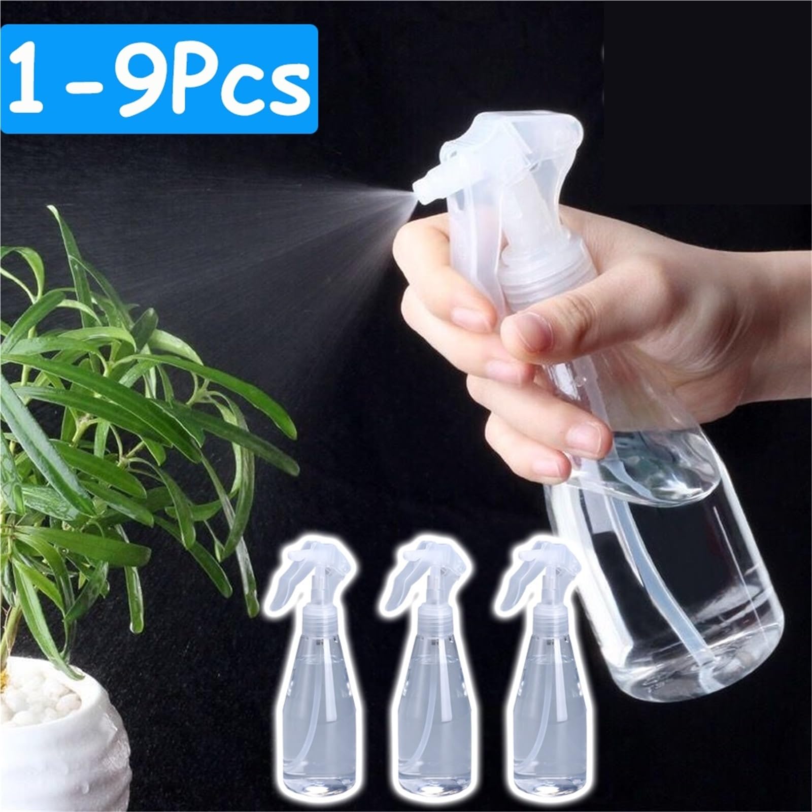 Pulverizador Agua Botella pulverizadora de plástico de 200 ml con gatillo for limpieza manual, pulverizador de agua for jardín, contenedor de viaje de repuesto(200ml 6pcs)