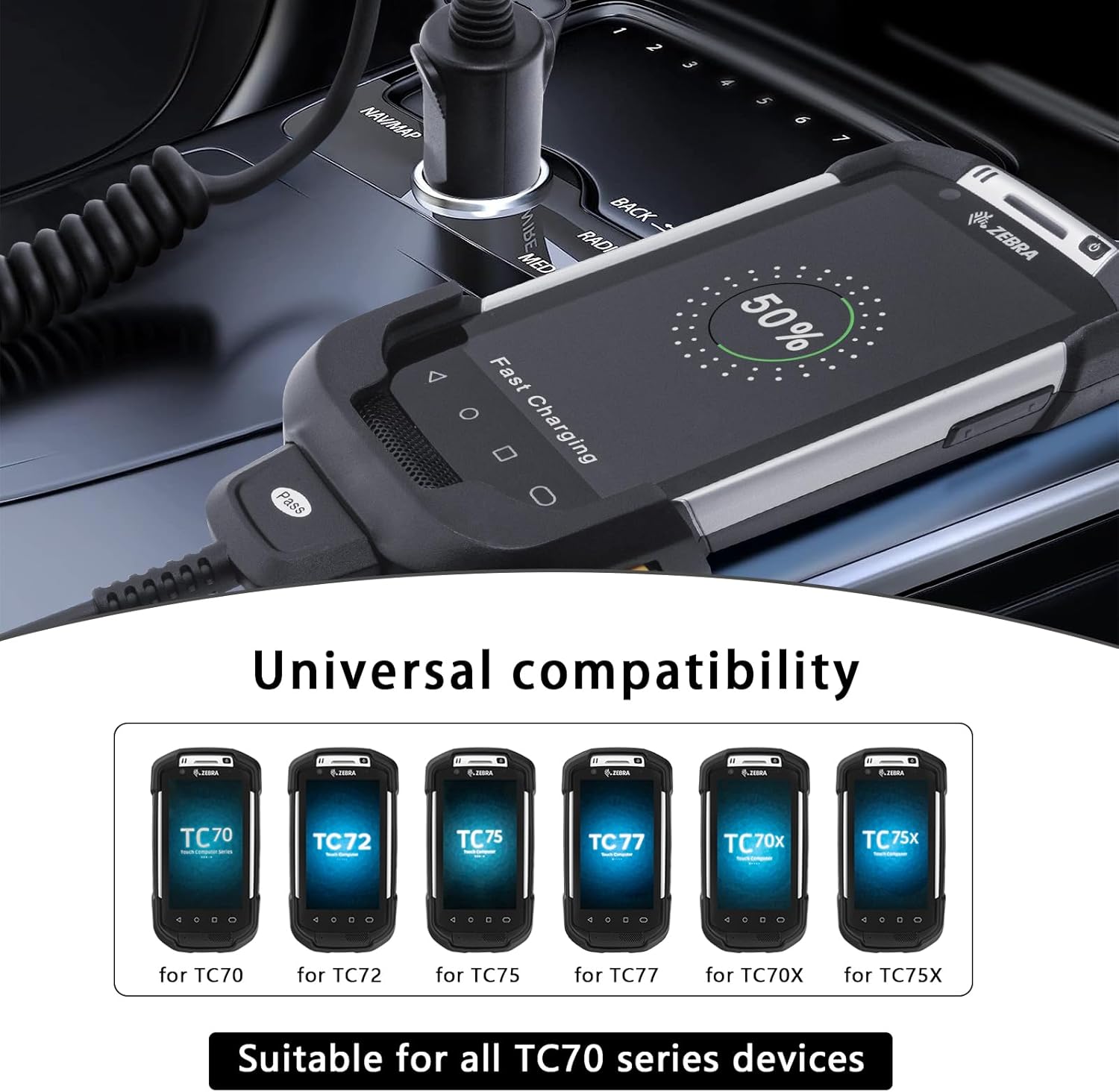 Vehicle Charger Cable for Zebra TC70 TC72 TC75 TC70X TC77 Handheld Computer - Car Quick Charger Cable Compatible with Zebra TC7X PDA Charger Accessories - Replaces CHG-TC7X-CLA1-01 - Image 7