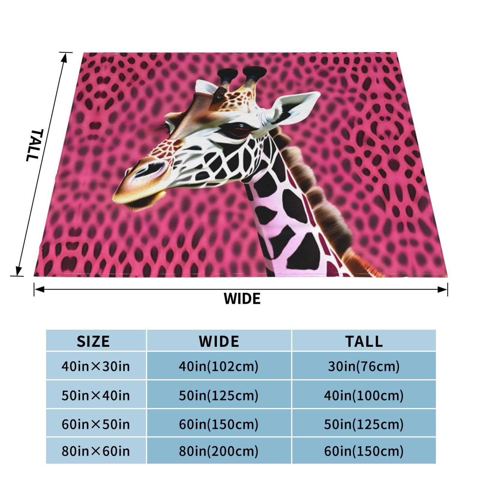 Coperta morbida e soffice con stampa con motivo giraffa rosa, flanella di lusso leggera, simpatica coperta stampata