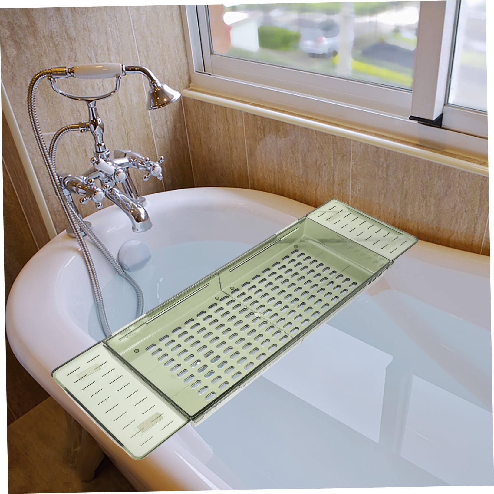MAGICLULU Vassoio Regolabile Per Vasca Da Bagno Con Design Antiscivolo Accessorio Per Relax e Benessere Con Supporto Per Tablet e Libri Realizzato Materiale Pet Sicuro e Durevole Adatto