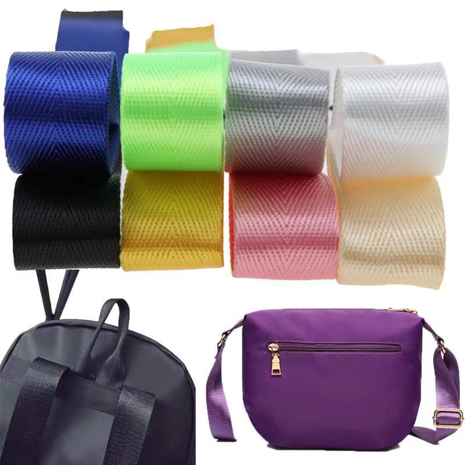 Nylon-Gurtband Nylon-Gurtband, Fischgräten-Gurtband for Taschengurte, Gepäck- und Frachtumreifung, 38 mm x 5 10 oder 20 Yard(Black,38MM x 20 Yards)