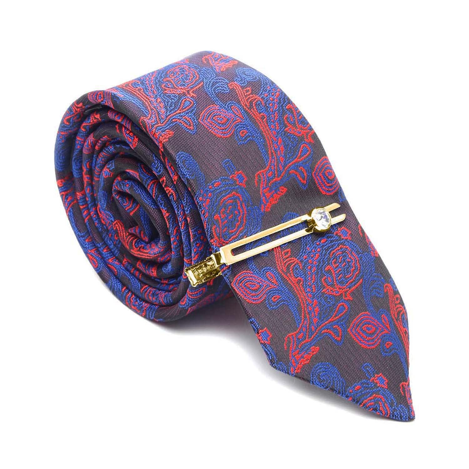 LOUIS STITCH Mens Multicolor Italian Style Silk Suit Necktie with Gold Tie Pin (Czech) 2