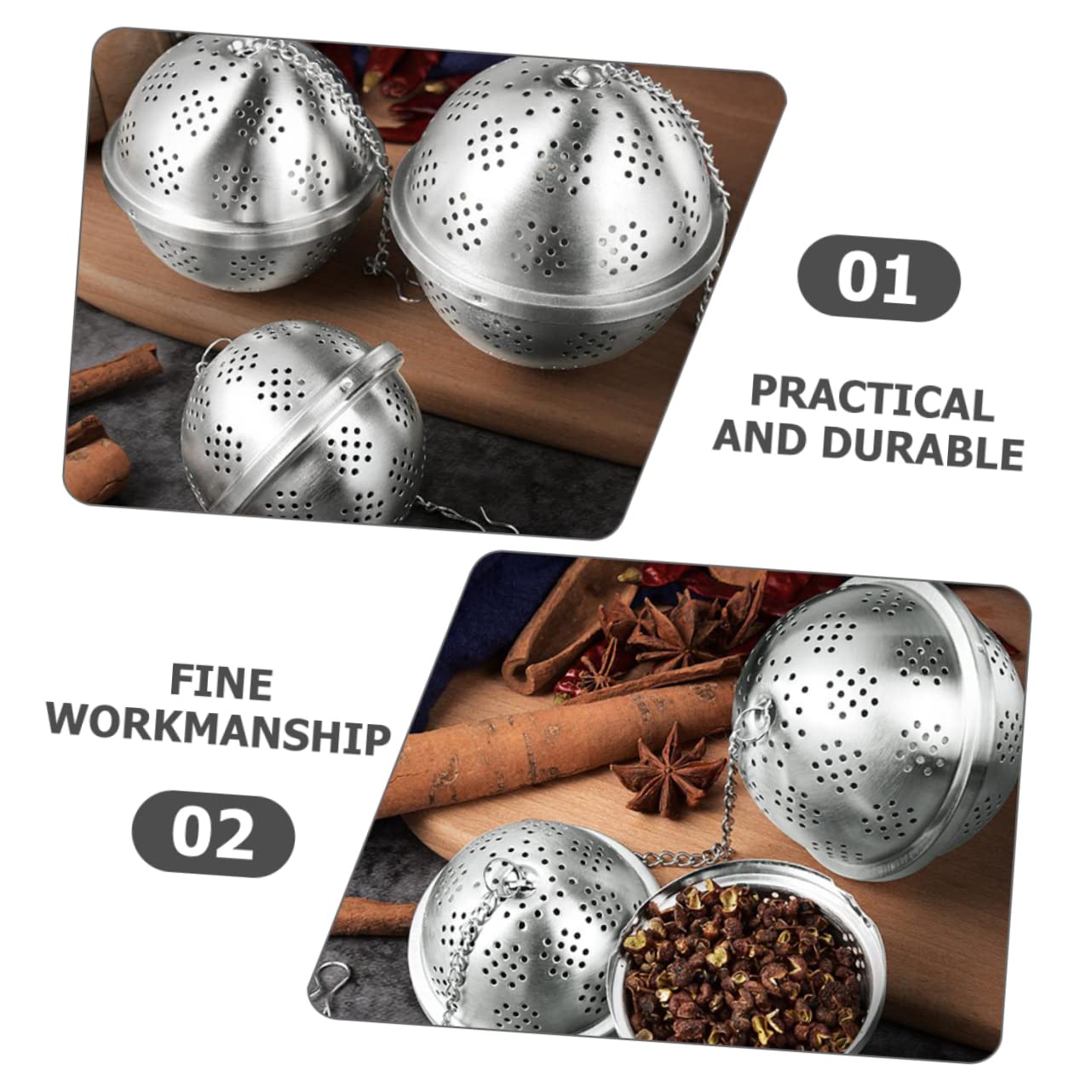 BIUDECO Large Size Spice Tea Ball Strainer 11cm Diameter Bulk Tea Infuser Balls