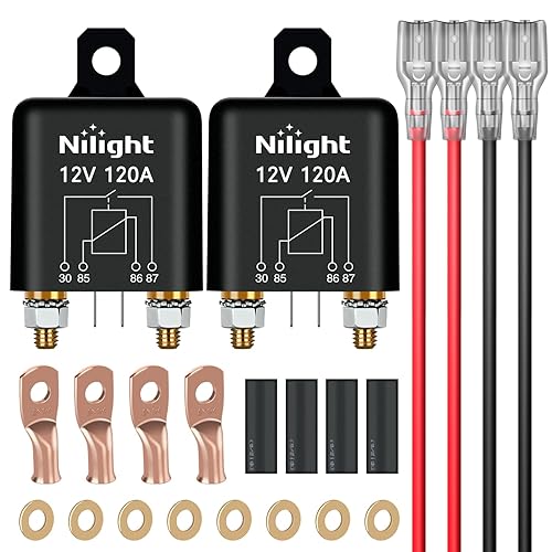 Miniatura 12 de Nilight Relé de Arranque de 120A, Interruptor de Relés Divididos de 4 Pines, 12V Continuo Servicio Pesado SPST Alta Corriente 4 Terminales Control
