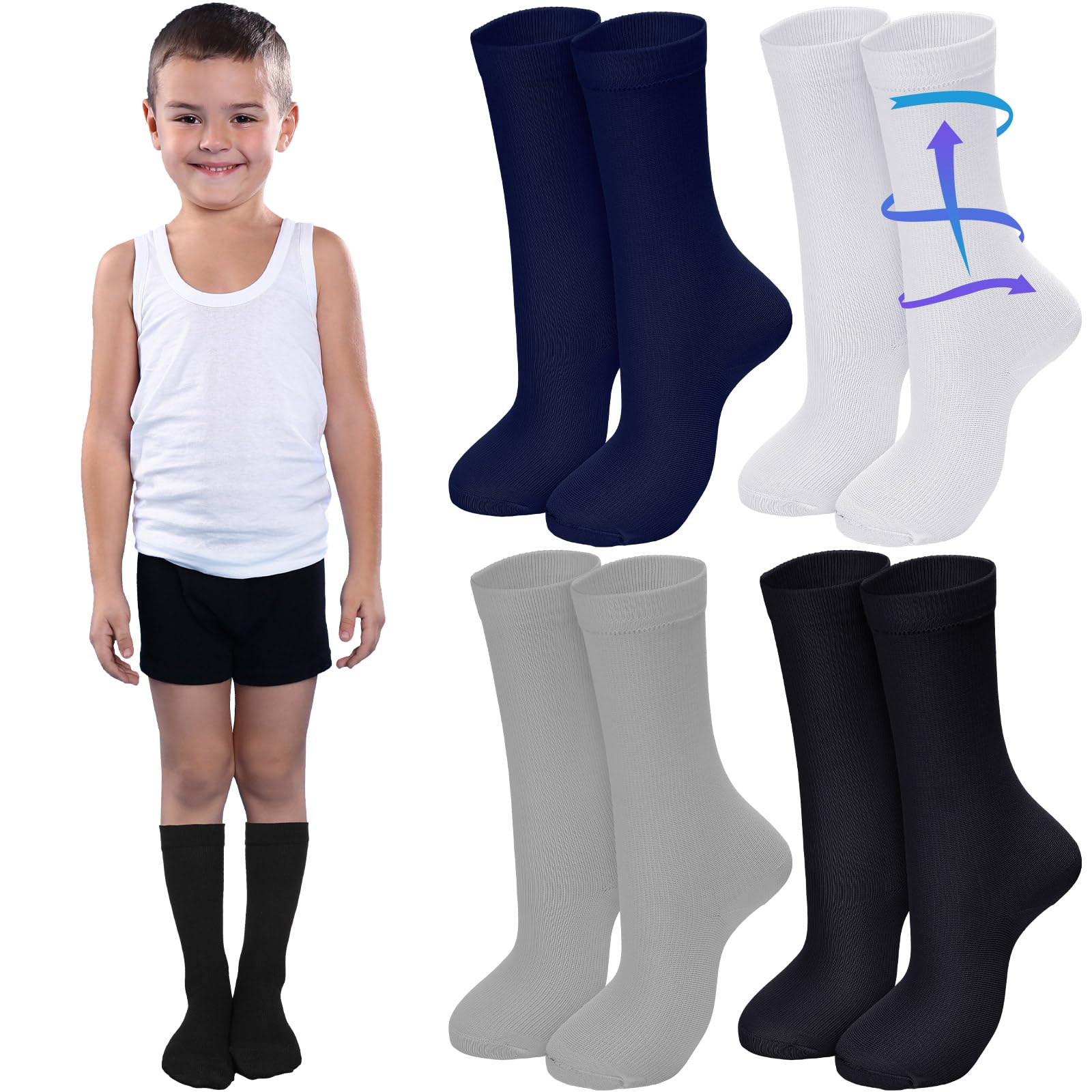 Tisancy 4 Pairs Kids Compression Socks